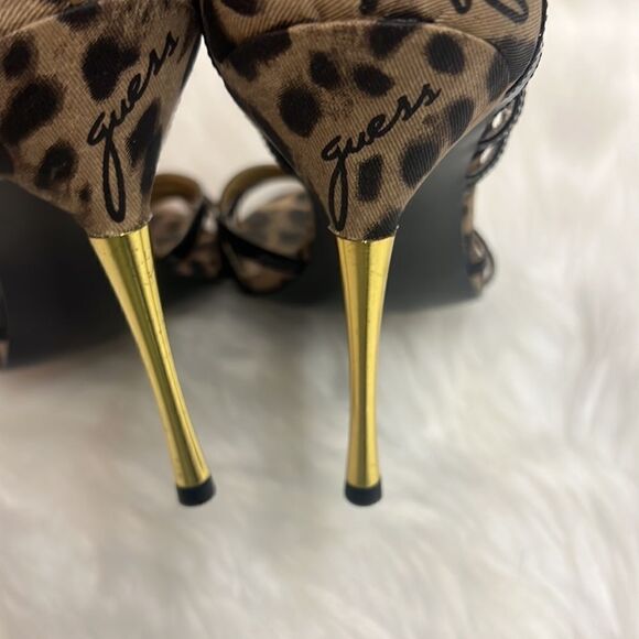 GUESS Leopard Print and Patent Leather Strappy Heels BIN 12 - Picture 6 of 9